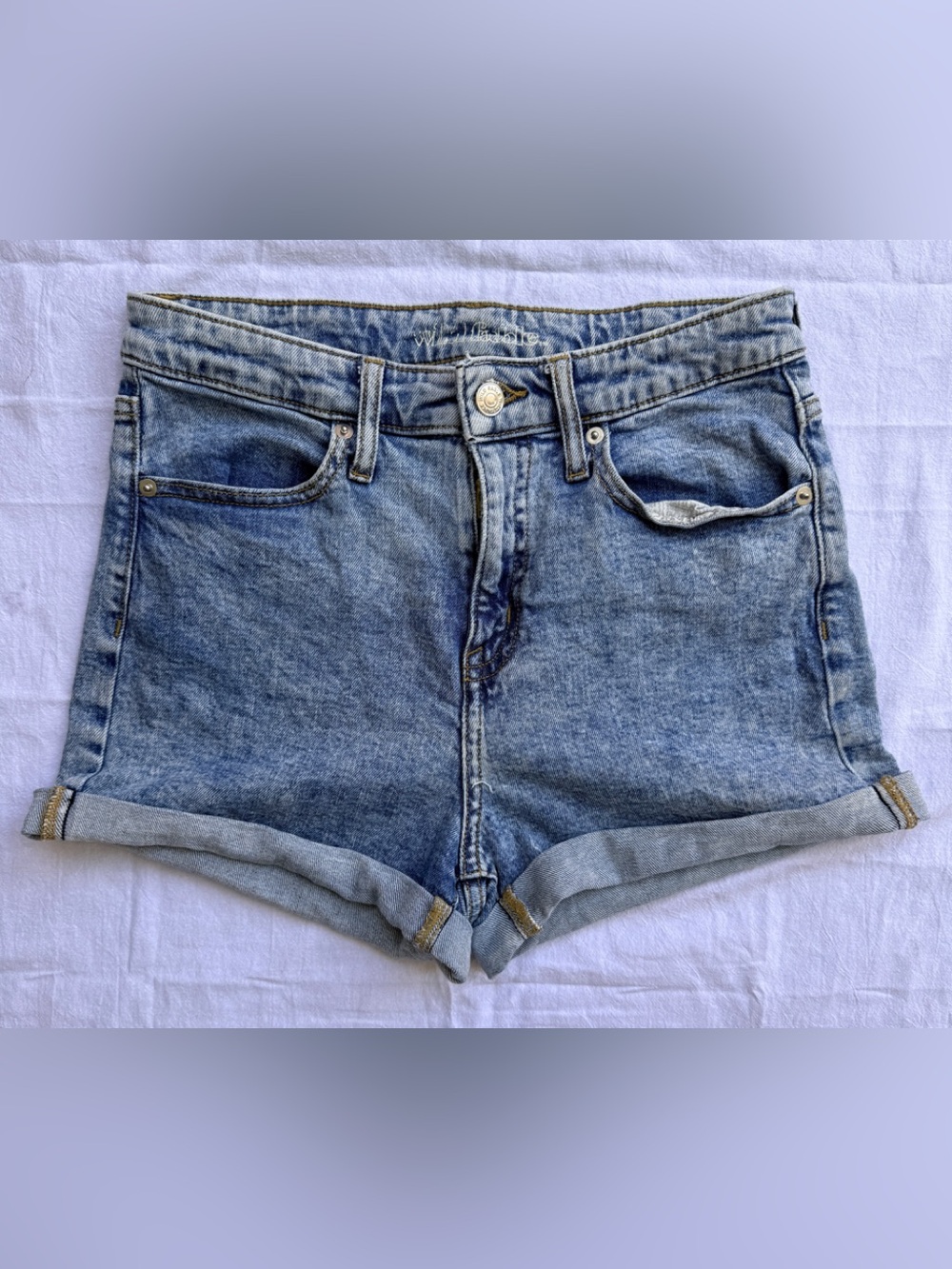 Wild Fable High Rise Denim Shorts Women  Blue Acid Wash Rolled Cuff Size 6